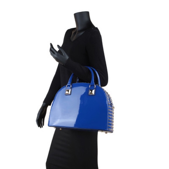 Dasein Patent Leather Rhinestone Fashion Handbag - Picture 6 of 6